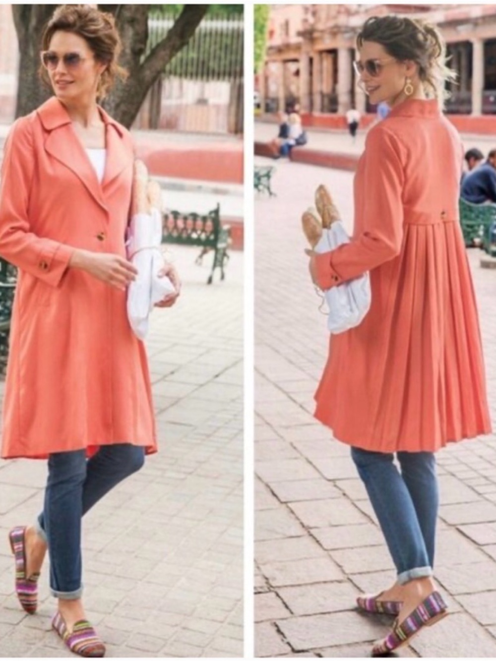 Soft Surroundings Coral Town and Country Trench Coat - Picture 5 of 6